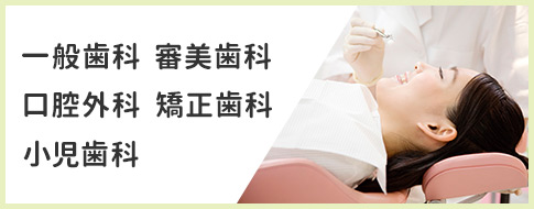 一般歯科、審美歯科、口腔外科、矯正歯科、小児歯科